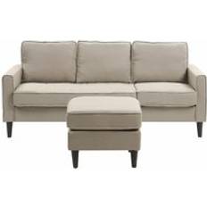 Beliani Fabric With Ottoman Beige Avesta Sofa