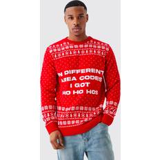 Christmas Sweaters boohooMAN Mens Got Ho Ho Hos Christmas Sweater Red