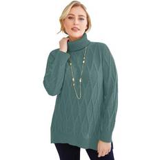 Jessica London Sweaters Jessica London Plus Women's Cable Turtleneck Sweater in New Sage Size 30/32