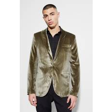 Men - Velvet Blazers boohooMAN Mens Velvet Shawl Collar Blazer Green