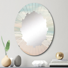 Mirrors Design Art "Minimalism Beach Landscape VIII" Nautical & Beach Modern White; Wall Mirror