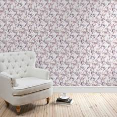 Dunelm Honesty Mauve Floral Wallpaper Purple