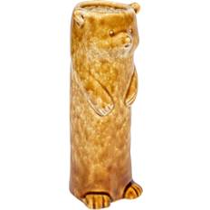 Wood Vases Storied Home Reactive Crackle Glaze Bear Vase