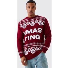 Herren - Weihnachtspullover boohooMAN Xmas Ting Christmas Jumper - Burgundy