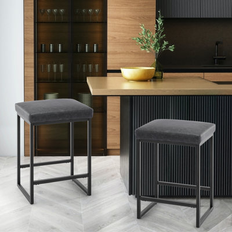 Ebern Designs Stools Ebern Designs Daylee Upholstered/Leather/Metal/Faux Seating Stool