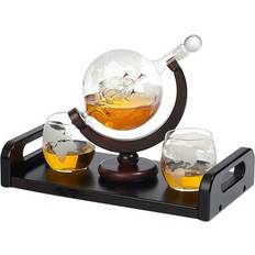 Bar Sets Bezrat Whiskey Decanter Etched Globe