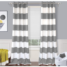 Curtains & Accessories DriftAway Grey Stripe Room Darkening Window Curtains 84 Inch Long Stri