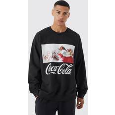 Bekleidung boohooMAN Mens Oversized Christmas Coca Cola License Sweatshirt Black