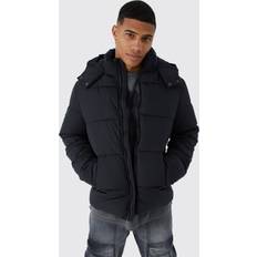 boohooMAN Mens Panelled Matte Puffer Jacket Black