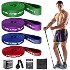 VALYPANOR Motståndsband 4 olika nivåer fitnessband dra upp motståndsband för män och kvinnor gymband för styrketräning yoga, pilates, crossfit träningsband inkluderar dörrankare förvaringsväska