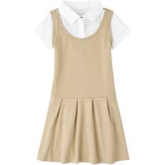 The Children's Place Girl's Uniform Ponte Knit 2 In 1 Dress - Sandy