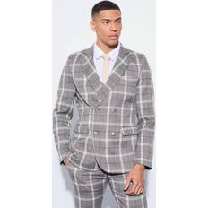 Mies - Ruskea Blazerit boohooMAN Herringbone Check Contrast Sleeve Blazer - Brown