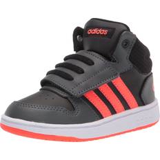 Adidas Hoops 2.0 Mid Basketball Shoe, Black/Solar Red/Grey, Unisex Little Kid