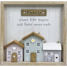 Family Sentiment Pastel House Sign White Wall Decor 20x20cm