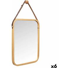 Skinn Väggspeglar Gift Decor Hanging Natural Leather Bamboo Wall Mirror