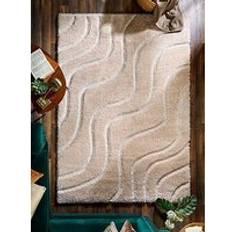 Very Soft Carved Waves Rug White cm