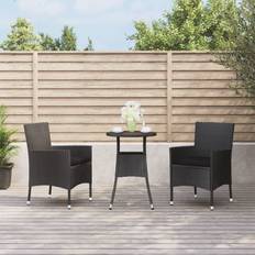 Cafetería Conjuntos de Sala de Exterior vidaXL Patio Bistro Set with Cushions 3 Piece Black Poly Rattan Conjunto de Sala de Exterior, Mesa incl. 1 Sofás