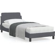 Letti e Materassi vidaXL Giroletto Con Testiera Grigio Scuro 90x200 cm Velluto