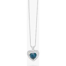 Rachel Jackson London Personalised Electric Love Blue Topaz Heart Necklace, Silver