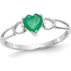 Rings 2/5 Carat Ctw Emerald Heart Promise Ring in 10K White Gold