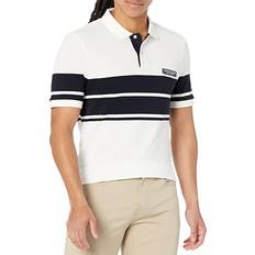 Armani Exchange White Polo Shirts Armani Exchange Stripe Cotton Polo Shirt White