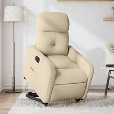 Beige - Justerbara sitsar Fåtöljer vidaXL Elektrisk Reclinerfåtölj Med Uppresningshjälp Gräddvit Tyg Fåtölj