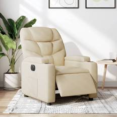 Recliner Möbler vidaXL Elektrisk Reclinerfåtölj Gräddvit Tyg Fåtölj