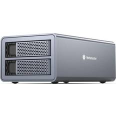 External Enclosures Yottamaster Dual Bay Hard Drive Enclosure, Yottamaster Aluminum USB3.0 2 Bay HDD Enclosure for 2.5'/3.5' SATA HDD/SSD Support 2 x 16 TB, 40mm Silent Fan, SATA