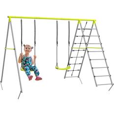 OutSunny 2 Seater Childrens Swing with Rung Ladder