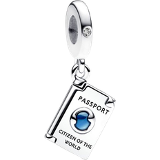 Pandora Openable Passport Dangle Charm - Silver/Blue/Transparent