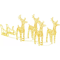 vidaXL Reindeers & Sleigh White Christmas Lamp 55.1cm 5pcs