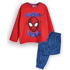 Marvel Spiderman Boys Pyjamas Set Barn Superhero Långärmad Långa Ben Grafiska Pyjamas Röd & Blå Spider-Man Mask Topp och Vävd Överallt Print Bottoms Film, Film, Komiska, Nattkläder, Gåva