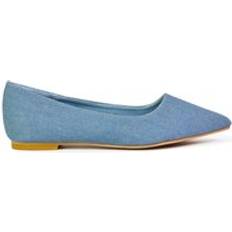 XY London 'Bubbles' Pointed Toe Slip on Flat Ballerina Pump Shoes Blue