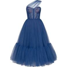 Blue One-Shoulder Cocktail Tulle Dress