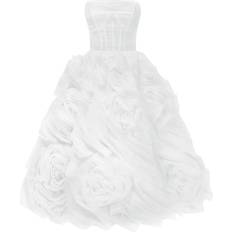 Dramatically flowered tulle dress in white