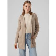 Polyester Cardigans Vero Moda Damen VMDOFFY LS Open Hood Cardigan GA NOOS Pullover, Sepia Tint/Detail:Melange