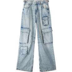 Bershka Pantalons & Shorts Bershka Lyseblå cargo-jeans med vide ben