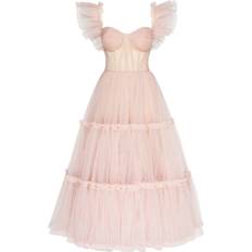 Milla Misty Rose Ruffled Tulle Midi Dress