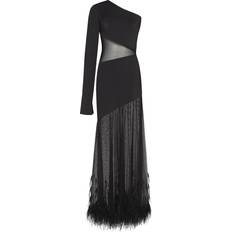 Milla One-shoulder maxi dress with feather-trimmed bottom, Xo Xo