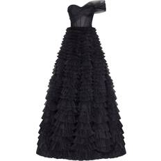 Milla Timeless one-shoulder frill-layered ball gown in black
