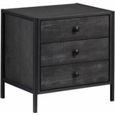 NetFurniture Kahra Nightstand With Three Drawers Black Bedside Table