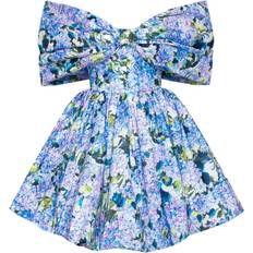 Milla Blue Hydrangea bow-detailed mini dress