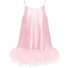 Bohemian pink feather-trimmed slip mini dress, Xo Xo