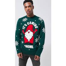 Christmas Sweaters boohooMAN Mens It'S Coming Gnome Football Christmas Sweater Green