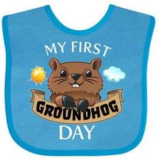 Purple Food Bibs Inktastic My First Groundhog Day Cute in White Baby Bib