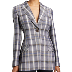 Santorelli Nelli Modern Plaid Single-Button Jacket - Electric Blue