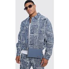 boohooMAN Mens Boxy Fit Fabric Interest Jean Jackets Blue