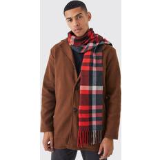 Man - Rood Sjaals boohooMAN Mens Check Scarf - Red