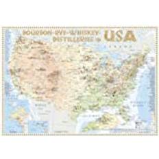 Bourbon-Rye-Whiskey Distilleries in USA - Tasting Map 34x24cm (Falsad)