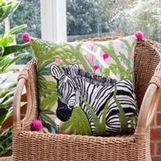 Zedra Embroidered Cushion Fern Multicolour